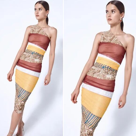 NWT NEW Alexis Ebony One Shoulder Asymmetrical Mesh Bodycon Dress - Picture 10 of 10